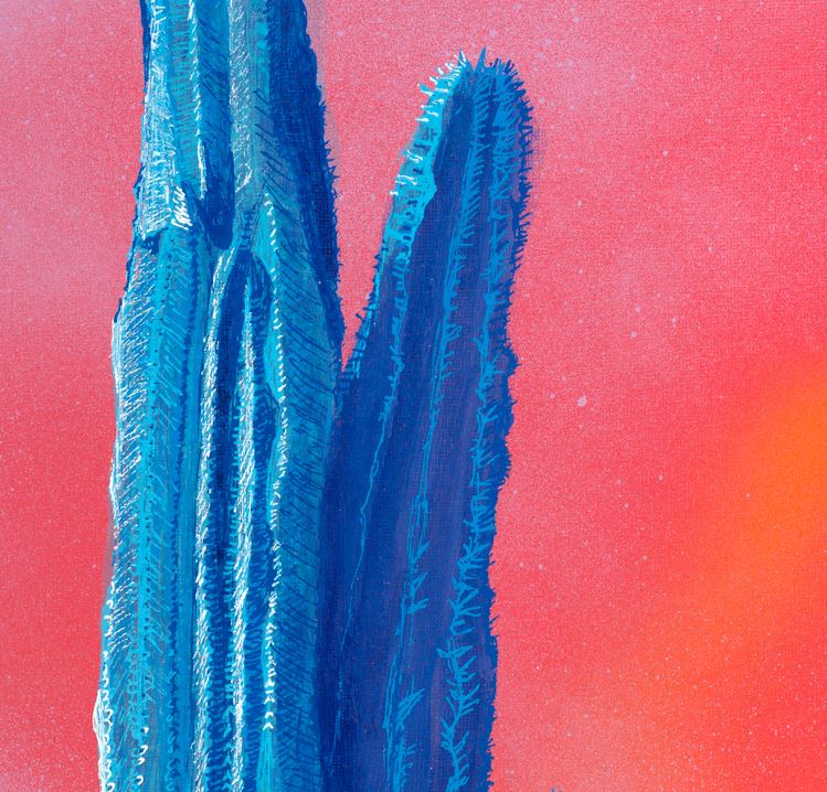 Blue Cactus at Sunset Art Print